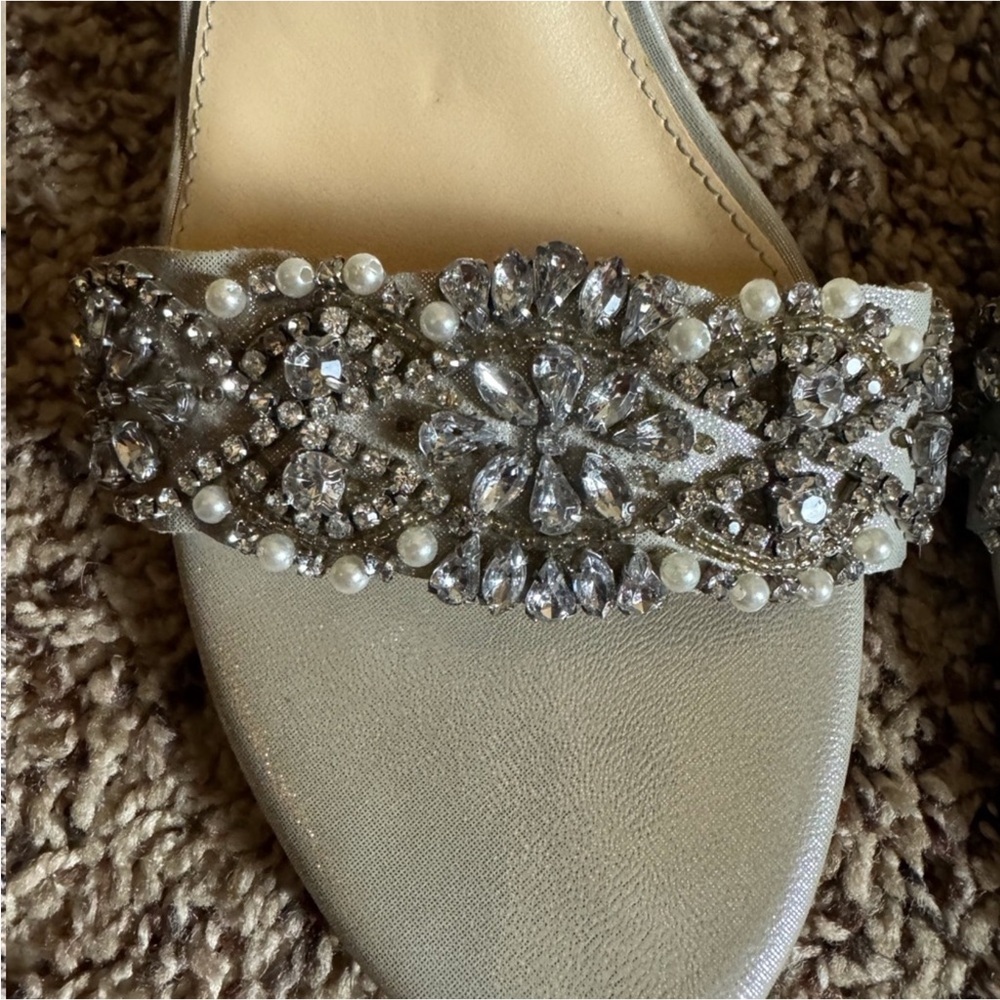 Blue by Betsey Johnson Gina Silver rhinestone Embellished Heels Size 11 - Picture 9 of 14